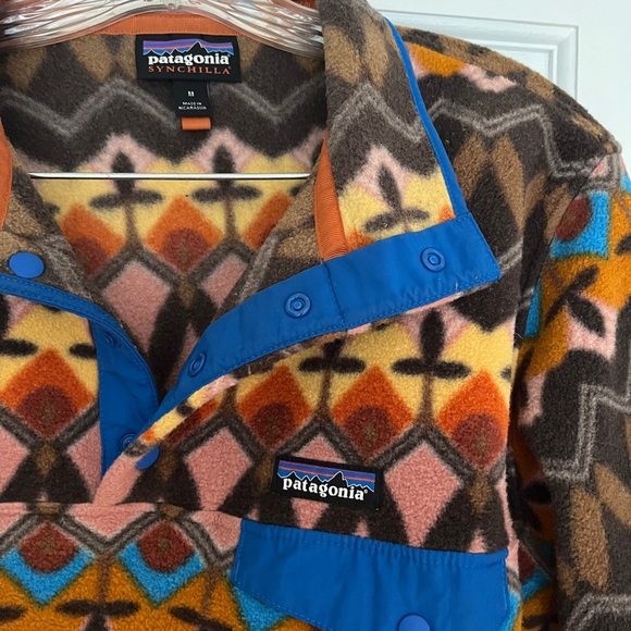 Patagonia Synchilla Snap-T Fleece Pullover M Companions Big Anthos Pink EUC - Picture 3 of 10